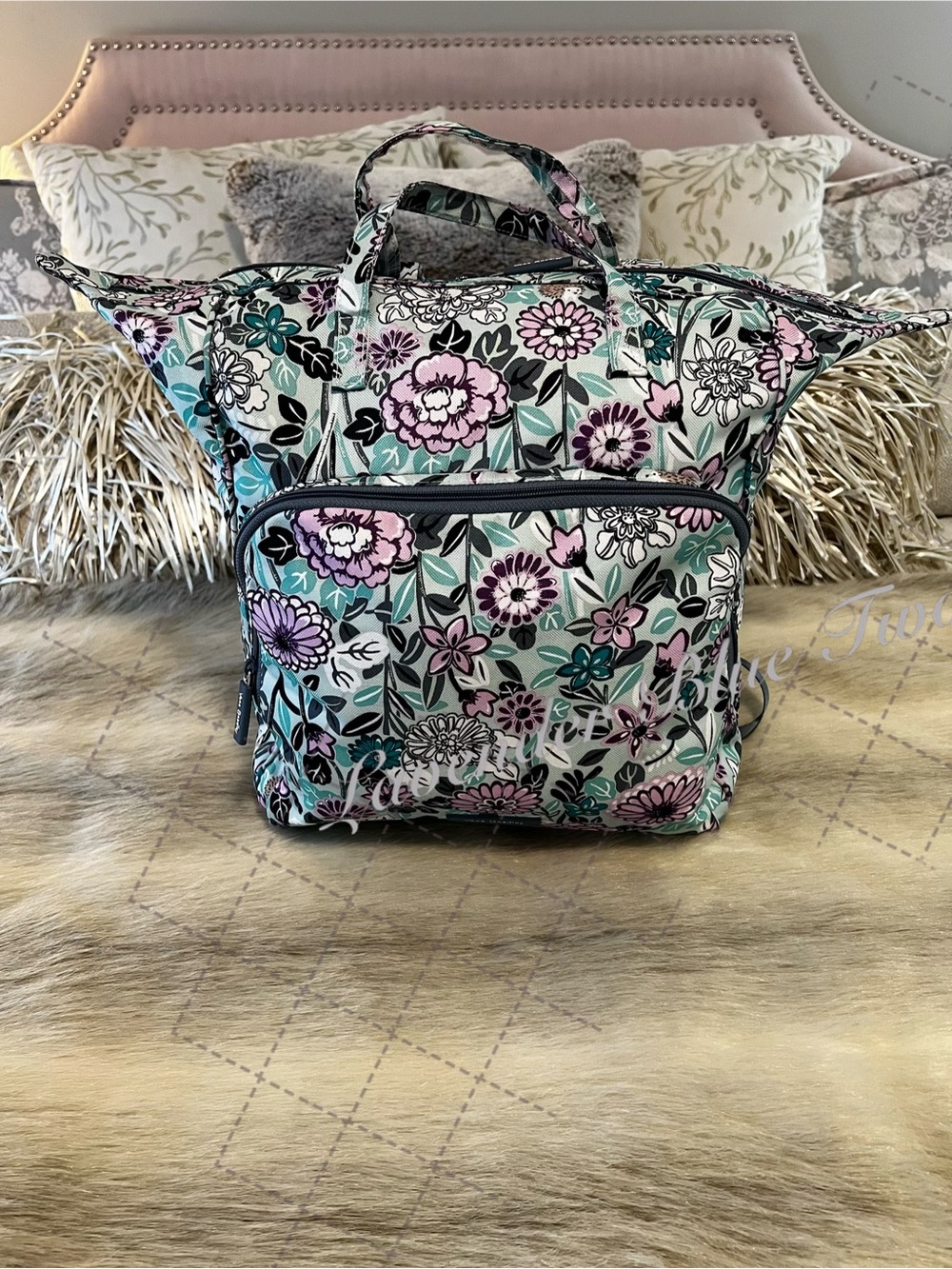 VERA BRADLEY Penelope’s Garden Convertible Ripstop Laptop Backpack Diaper Floral - Picture 12 of 15